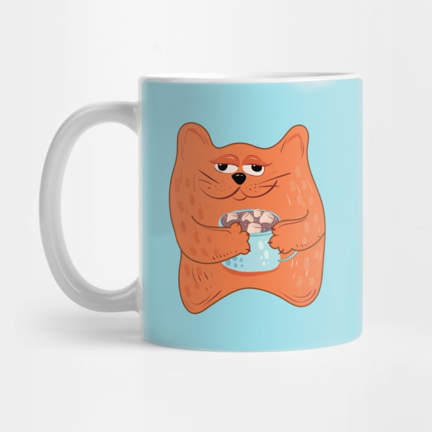 Cat with cocoa and marshmallows by Catdog